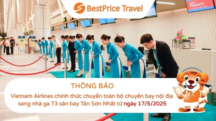 Vietnam Airlines sẽ chuyển các chuyến bay nội địa đến nhà ga T3 tại sân bay Tân Sơn Nhất từ ngày 17/05/2025