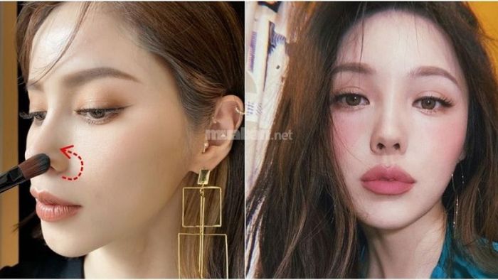 Trang điểm và tạo khối là một trong những cách khắc phục dáng mũi củ tỏi hiệu quả.