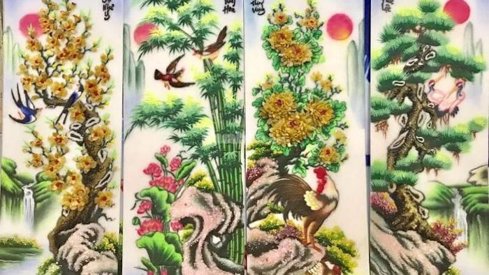 Tranh Tứ Quý Tùng Cúc Trúc Mai