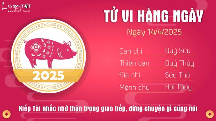 Tử vi hàng ngày 14/4/2025 của 12 con giáp - Tuổi Hợi