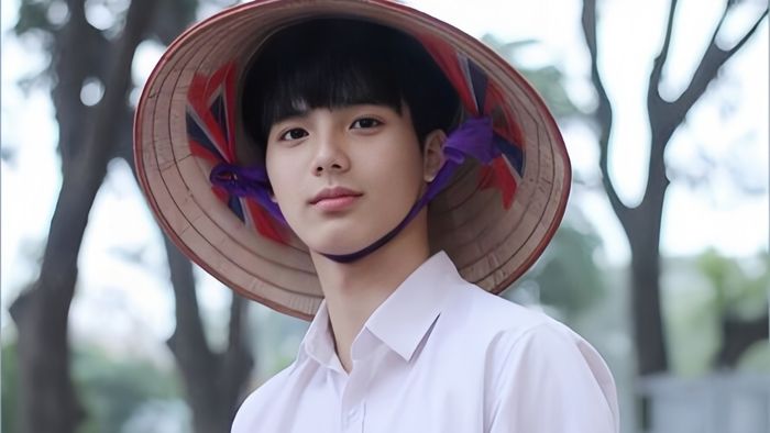 hình ảnh trai Việt Nam học sinh đội nón lá