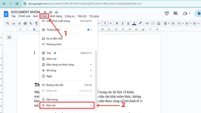 Hướng dẫn tạo bảng mục lục tự động trong Google Docs, bước 2