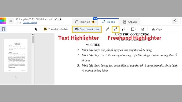 Cách tô sáng văn bản trong PDF trực tuyến với SmallPDF – bước 2