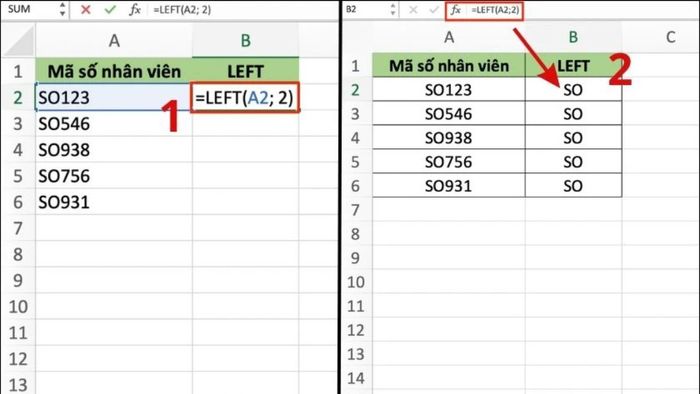 Sử dụng hàm LEFT trong Excel để trích xuất ký tự từ chuỗi văn bản