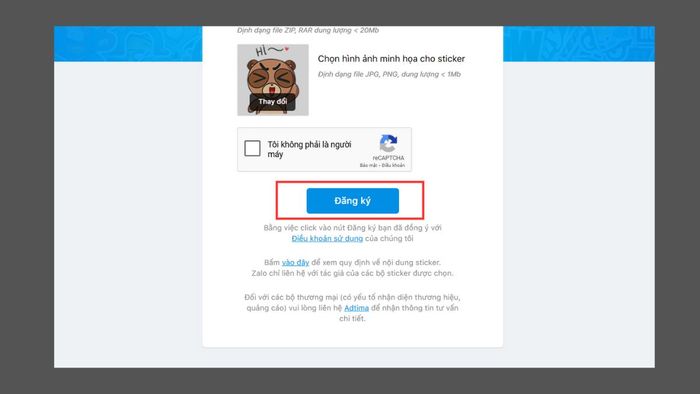 Hướng dẫn đăng ký sticker với Zalo - bước 3