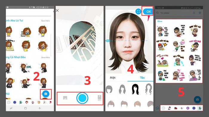 Hướng dẫn tạo sticker khuôn mặt trên Zalo - bước 2 đến 5