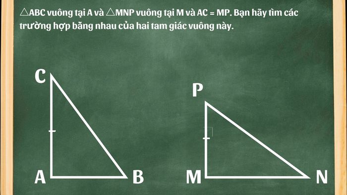 Một số bài tập minh họa về tam giác vuông bằng nhau