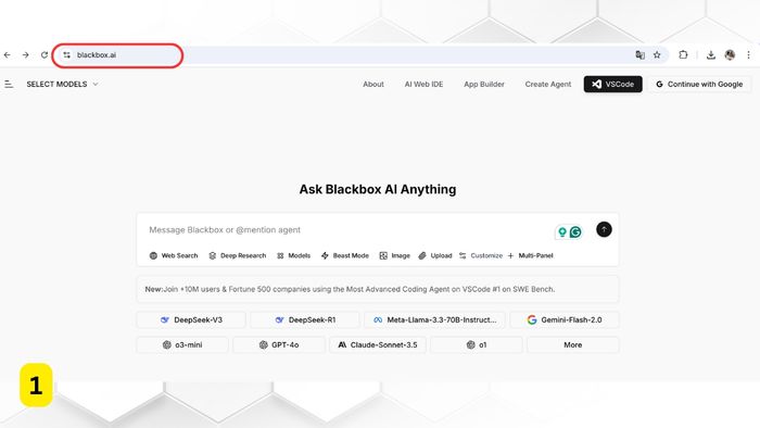 Hướng dẫn đăng nhập Blackbox AI chatbot bước 1