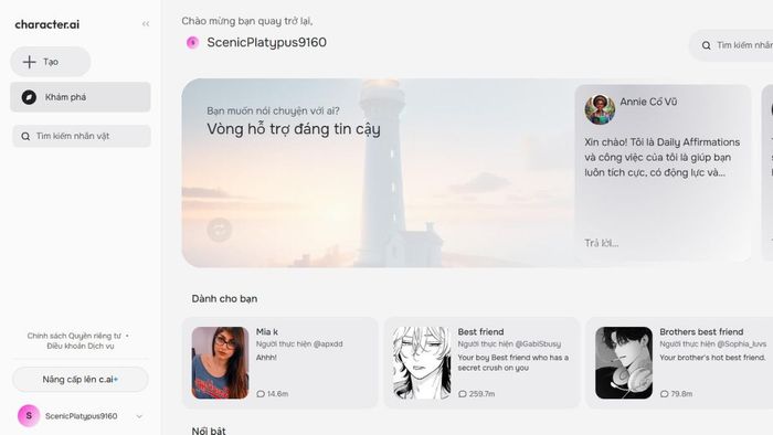 Lỗi không thể xóa nhân vật trong Character AI