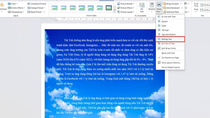 Kết hợp nhiều kiểu Wrap Text trong cùng một tài liệu
