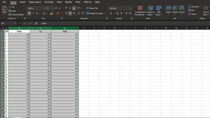 Cách chọn vùng dữ liệu trong Excel theo nhiều cột (Minh họa)