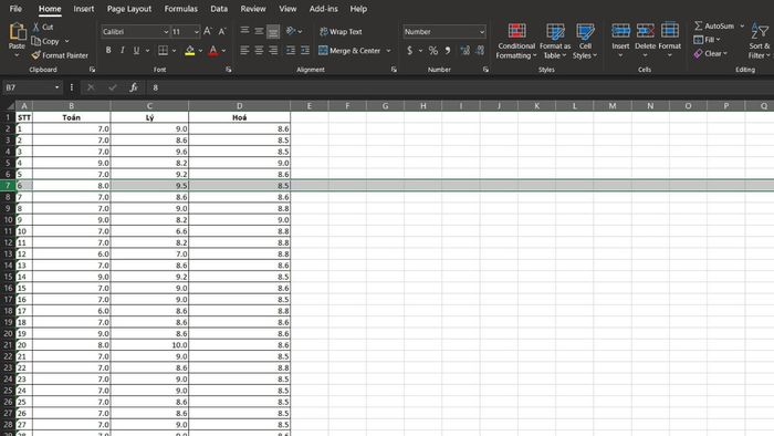 Cách chọn vùng dữ liệu trong Excel theo một hàng (Minh họa)