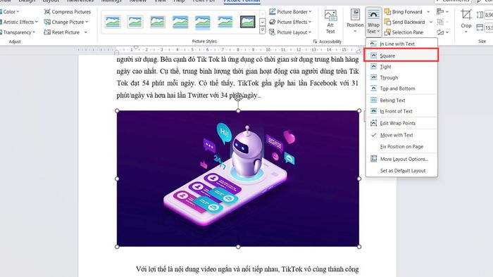 Lựa chọn các kiểu Wrap Text trong Word một cách linh hoạt