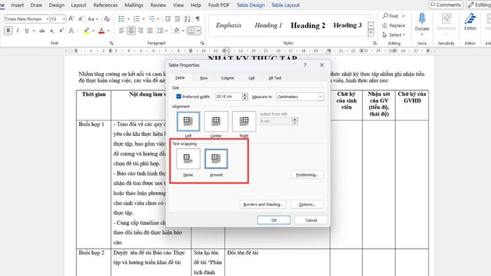 Tính năng Wrap Text Table trong Word