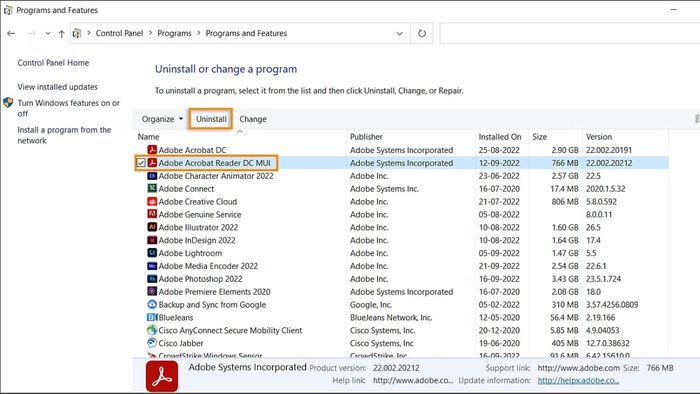 Cài đặt lại Adobe Acrobat để khắc phục lỗi không in được file PDF