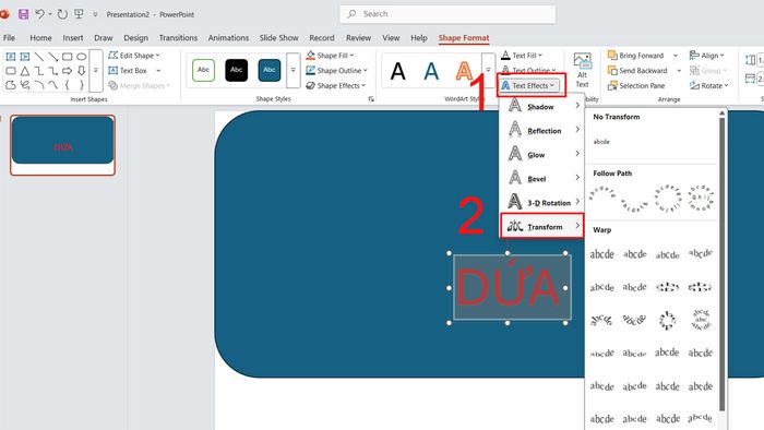 Tạo hiệu ứng chữ cong trong PowerPoint bước 2 (có hình minh họa)