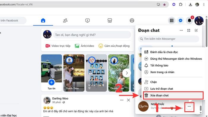 Hướng dẫn xóa lịch sử cuộc gọi trên Messenger cho messenger.com - bước 2