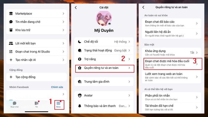 Hướng dẫn khôi phục tin nhắn mã hóa đầu cuối trên Messenger trên điện thoại - bước 1 và 2
