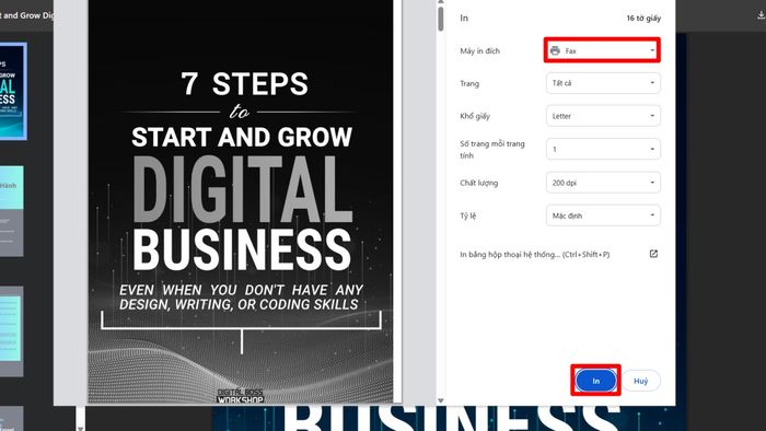 Hình minh họa bước 3 khi sử dụng trình duyệt Web để in file PDF