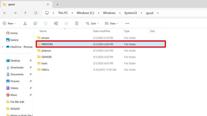 Xóa file trong thư mục để khắc phục lỗi in file PDF - bước 2