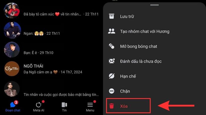 Hướng dẫn xóa lịch sử cuộc gọi trên Messenger cho Android - bước 2