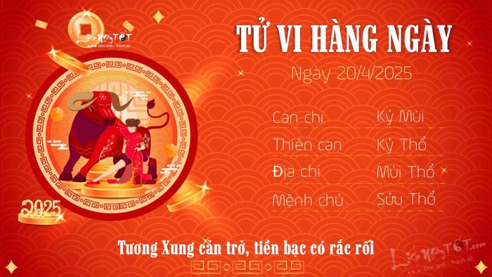 Tử vi ngày 20/4/2025 - Tuổi Sửu