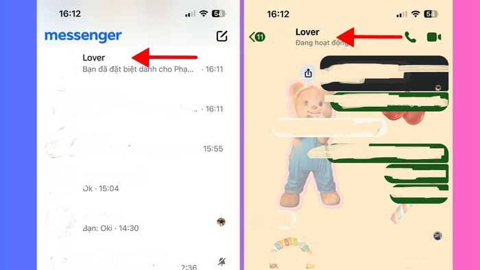 Hướng dẫn xóa biệt danh trên Messenger qua điện thoại - bước 1