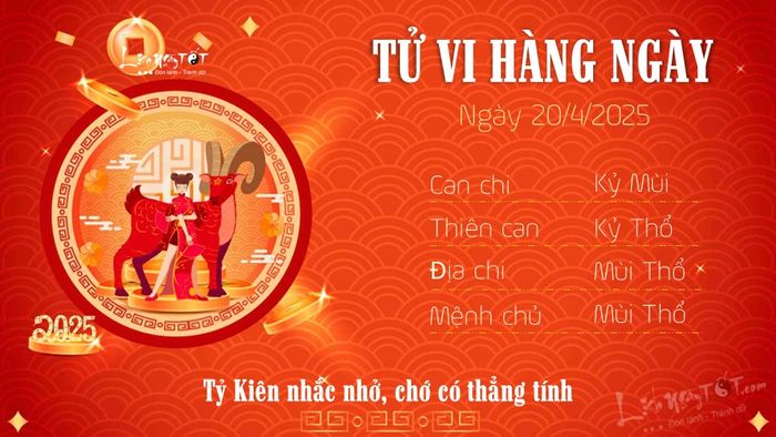 Tu vi hang ngay 20/4/2025 - Mui