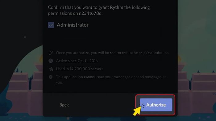 Cách thêm Music bot vào Discord - bước 4