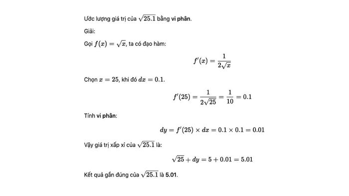 Định nghĩa về vi phân