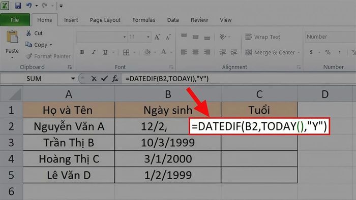 Giới thiệu về hàm DATEIF và lý do Excel không hiển thị hàm DATEDIF