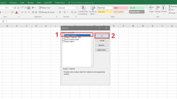 Cách khắc phục lỗi Excel không có hàm DATEDIF: Bước 3