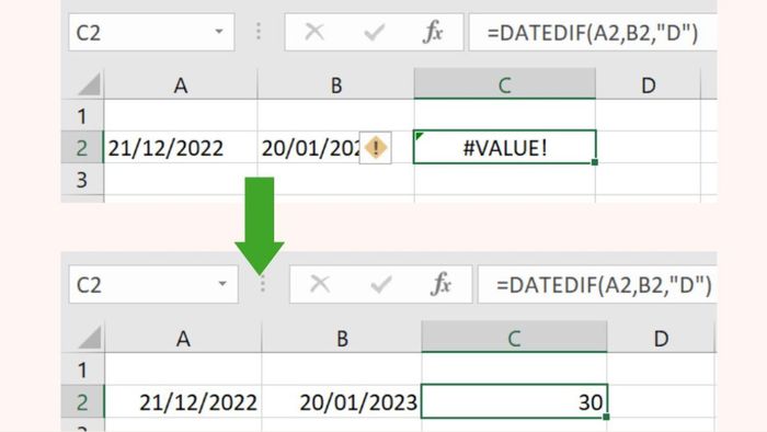 Những lưu ý khi gặp lỗi không có hàm DATEDIF trong Excel