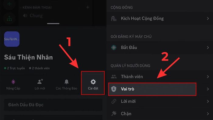 Hướng dẫn tạo role trên Discord bằng điện thoại - bước 2