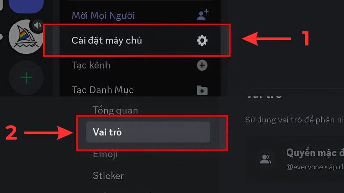 Hướng dẫn tạo role trong Discord bằng máy tính - bước 2