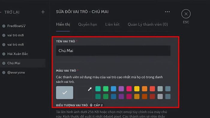 Hướng dẫn tạo role trong Discord bằng máy tính - bước 3