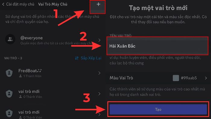 Hướng dẫn tạo role trên Discord bằng điện thoại - bước 3