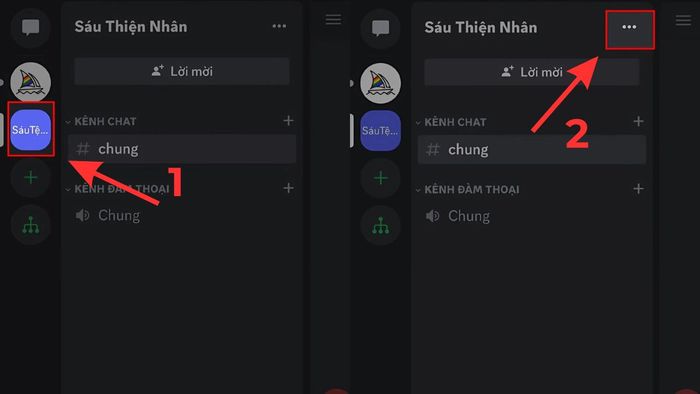 Chi tiết bước 1 trong cách tạo role trên Discord bằng điện thoại