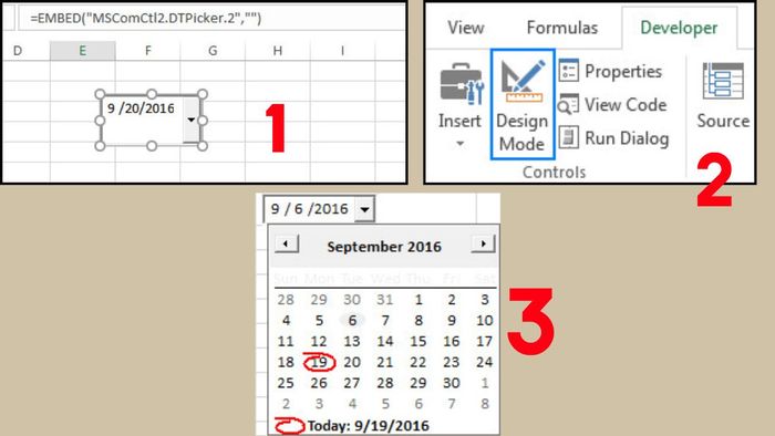 Hướng dẫn tạo nút chọn ngày trong Excel bước 3