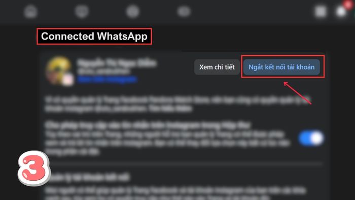 Hướng dẫn gỡ liên kết WhatsApp với Facebook - bước 3