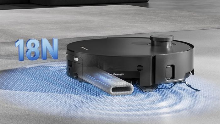 Dreame X50 Pro được trang bị hệ thống con lăn gai đặc biệt cùng lực lau 18N, mang lại hiệu suất làm sạch ấn tượng.