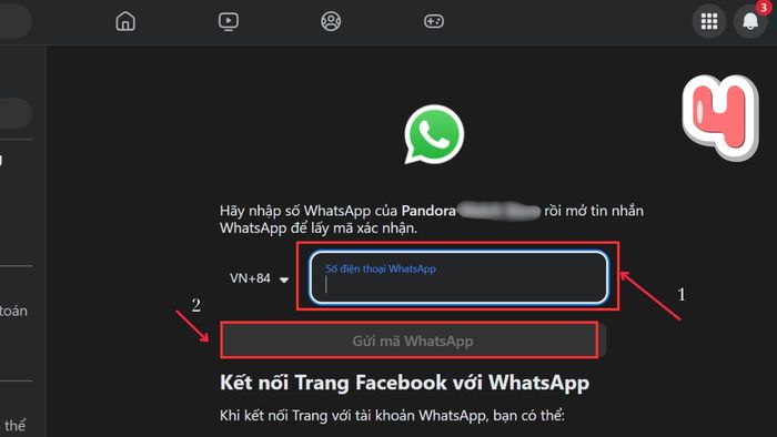 Hướng dẫn liên kết WhatsApp với Facebook - bước 4