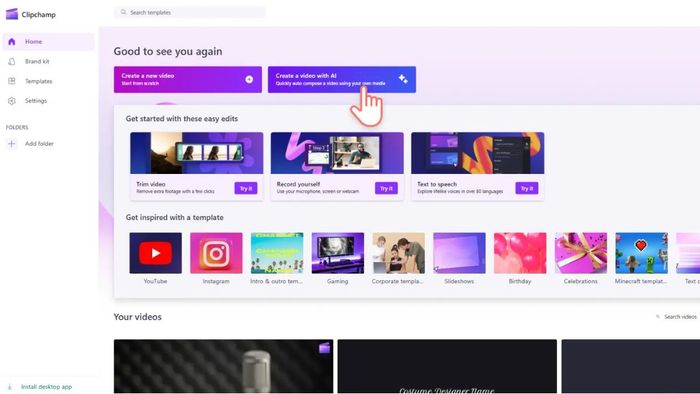 Microsoft Clipchamp online miễn phí