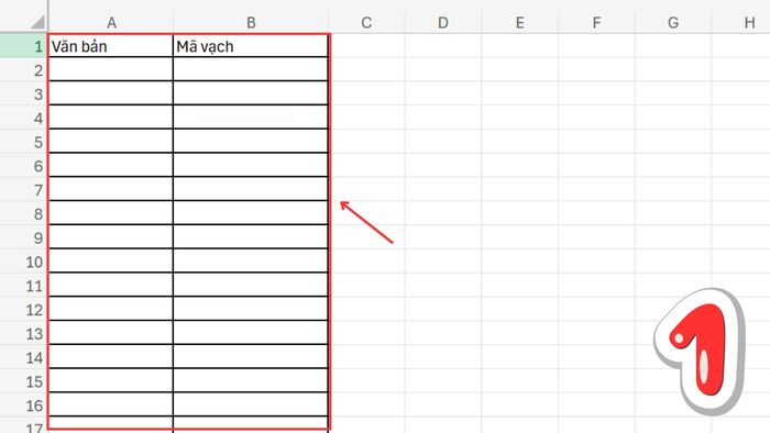 Hướng dẫn tạo mã vạch trong Excel bằng công thức – Bước 1