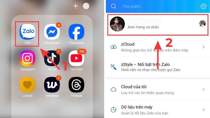 Hướng dẫn thêm nhạc nền trên trang cá nhân Zalo cho Android - bước 1