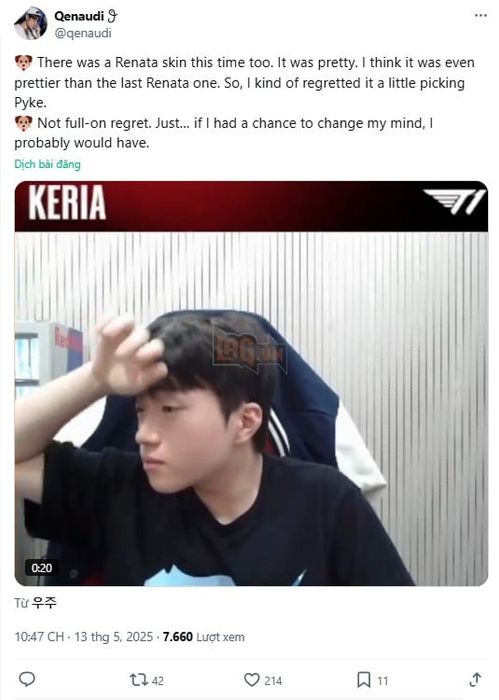 LMHT: Keria bất ngờ bày tỏ sự tiếc nuối với lựa chọn skin CKTG của mình