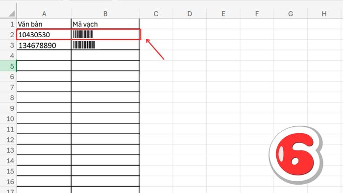 Hướng dẫn tạo mã vạch trong Excel bằng công thức – Bước 6