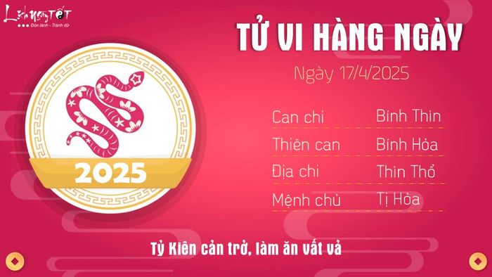 Tử vi hàng ngày 17/4/2025 - Tị