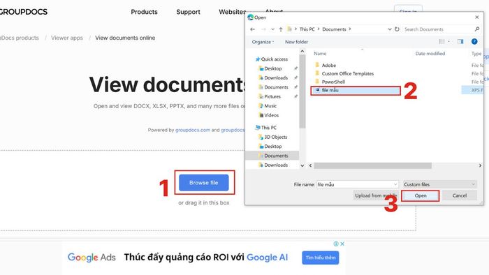 Cách mở file XPS trực tuyến - Bước 2