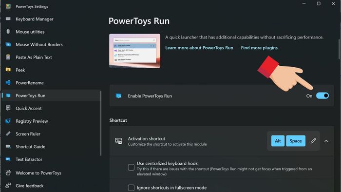 Tính năng PowerToys Run trong PowerToys